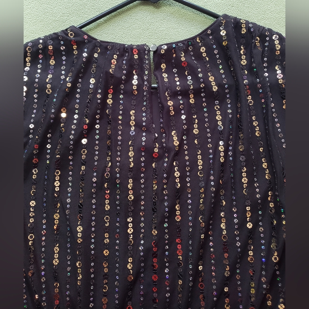 White House Black Market Black Sequin Long-Sleeve Party Dress - Picture 9 of 9